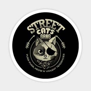 Street Cats Gang Purr Purr Meow and Violent Tendencies Black and White Magnet